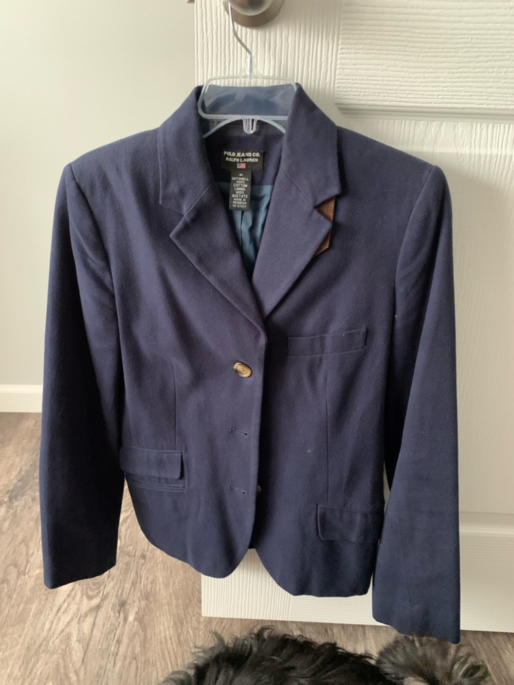 Ralph Lauren Dark Navy Blazer with Brown Collar Accent
